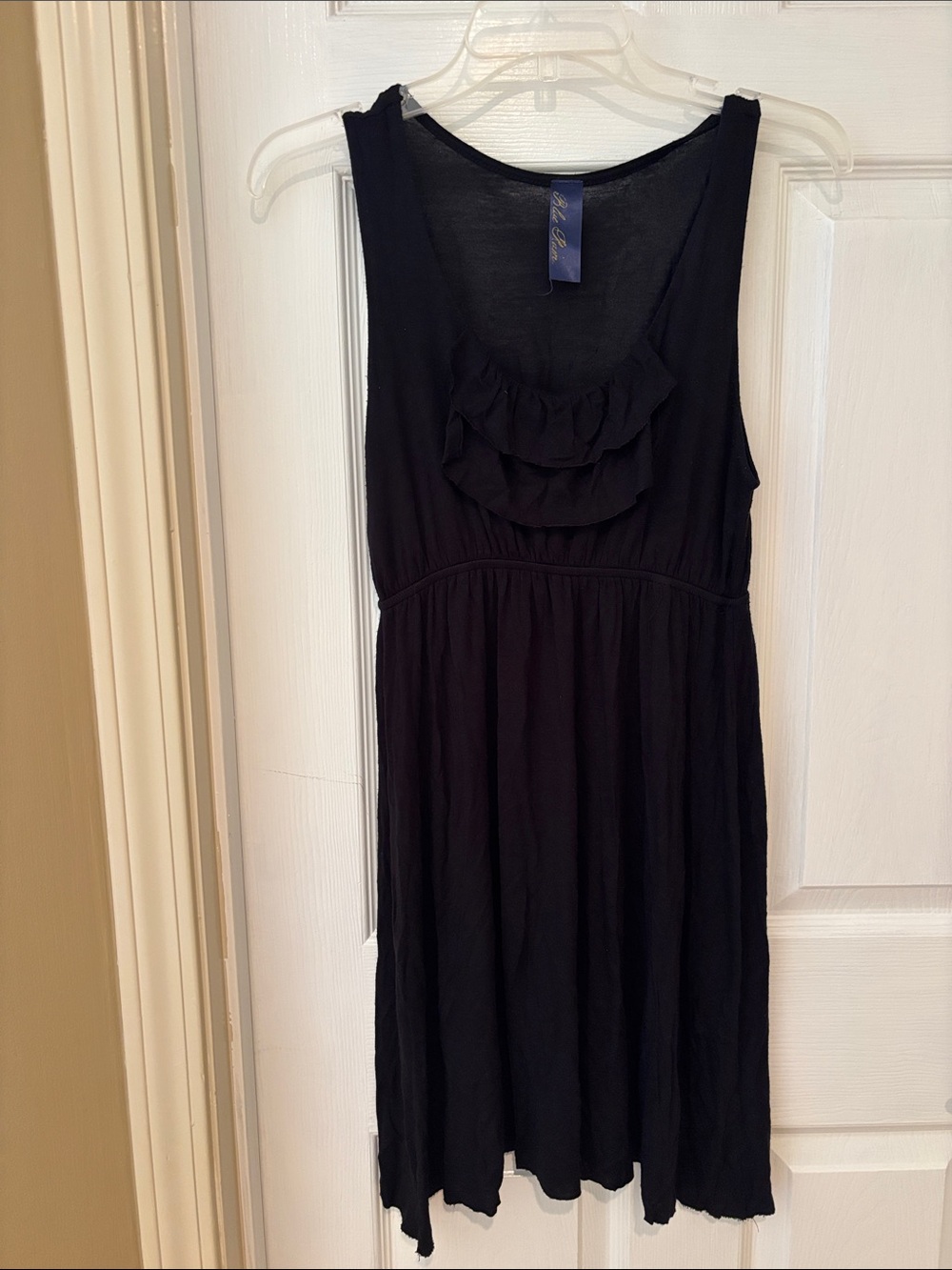 Black Sleeveless Ruffle Front Dress